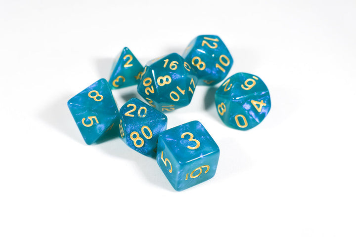 Turquoise Blue Moonstone Dice Set