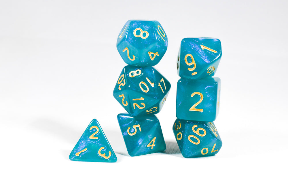 Turquoise Blue Moonstone Dice Set