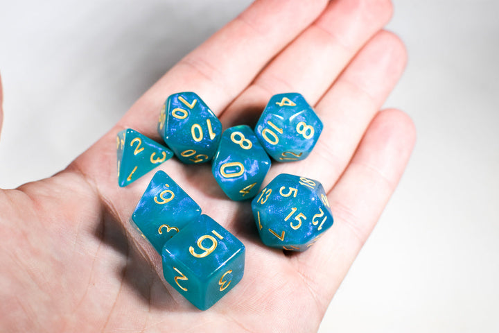 Turquoise Blue Moonstone Dice Set