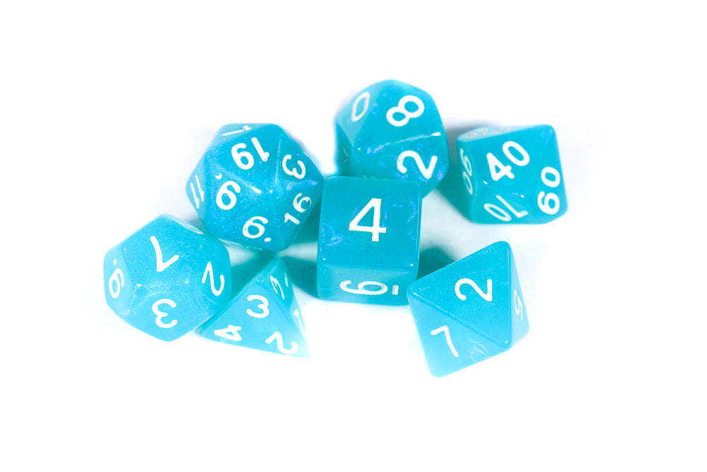 Peacock Blue Moonstone 7-Dice Set