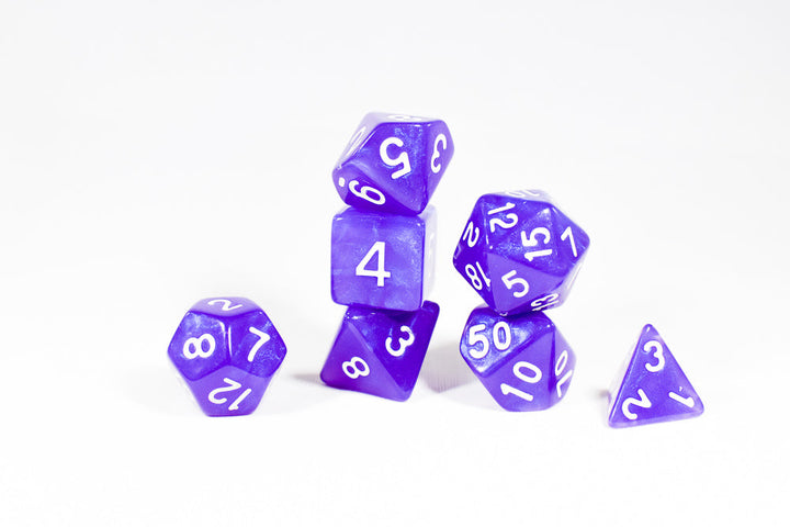Purple Pearl Moonstone Dice Set