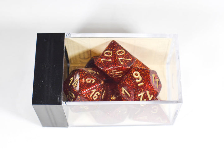 Glitter Ruby Red/Gold Polyhedral 7-Die Set