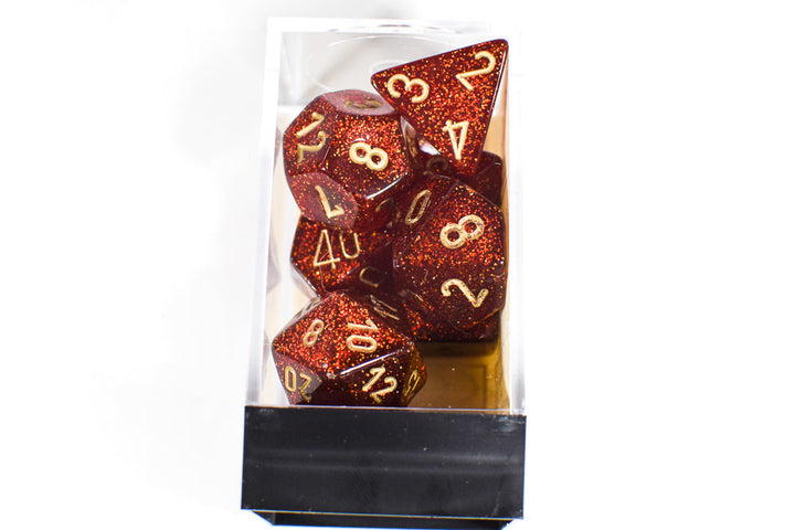Glitter Ruby Red/Gold Polyhedral 7-Die Set