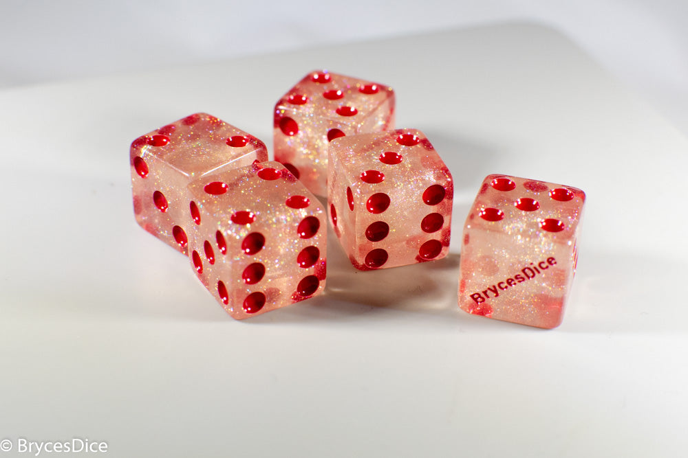 BrycesDice 16mm Glitter d6 (Red) Square Edge [per die]