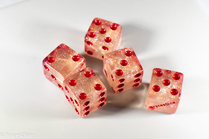 BrycesDice 16mm Glitter d6 (Red) Square Edge [per die]