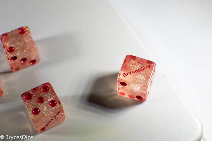 BrycesDice 16mm Glitter d6 (Red) Square Edge [per die]