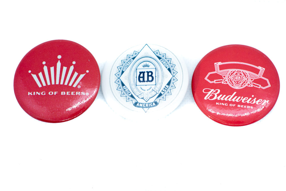 Budweiser Buttons 3-Pack White & Red 'King of Beers'