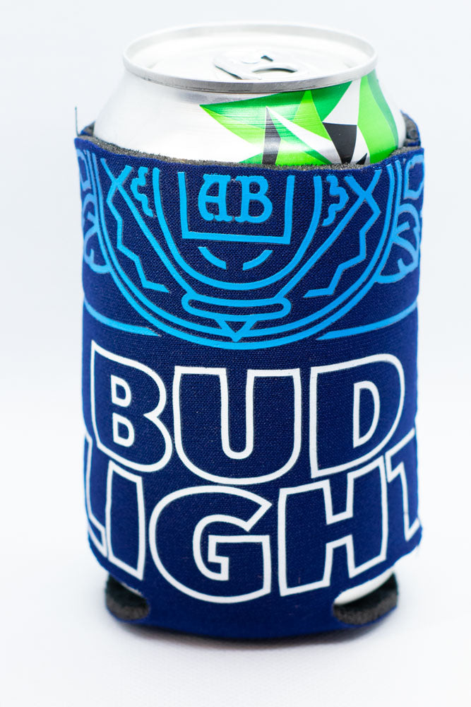 Bud Light Beer AB Cooler Fits 12 oz Aluminum Can Coozie Dark Blue