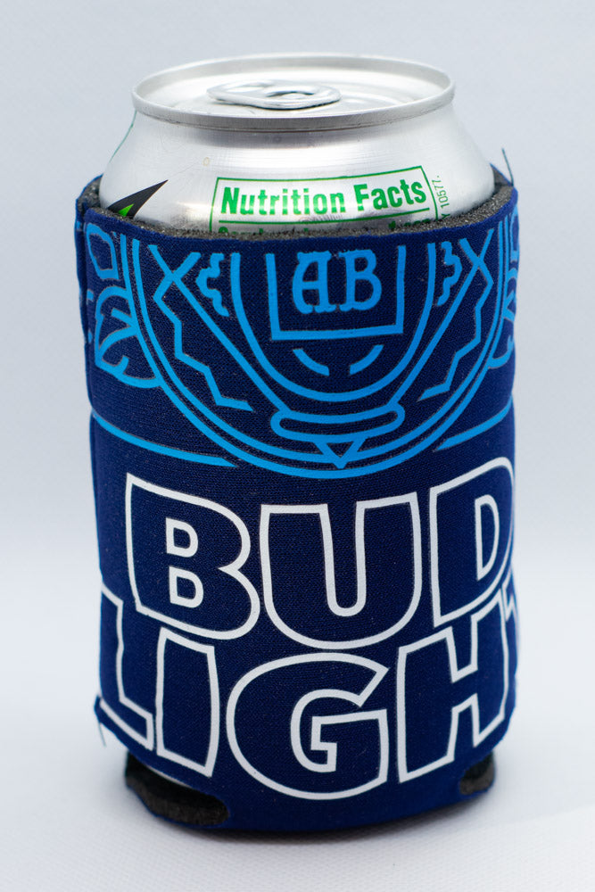 Bud Light Beer AB Cooler Fits 12 oz Aluminum Can Coozie Dark Blue