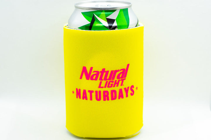 Natural Light Naturdays Cooler  Fits 12 oz Aluminum Can Coozie Pink Yellow