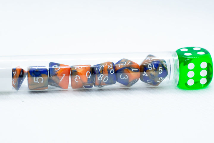 Hot Melt Mini Two Tone Polyhedral RPG Dice Set Small D4-D20 in Tube