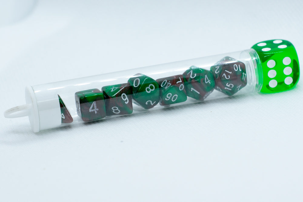 Camouflage Mini Two Tone Polyhedral RPG Dice Set Small D4-D20 in Tube