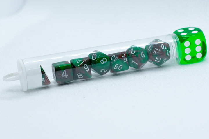 Camouflage Mini Two Tone Polyhedral RPG Dice Set Small D4-D20 in Tube