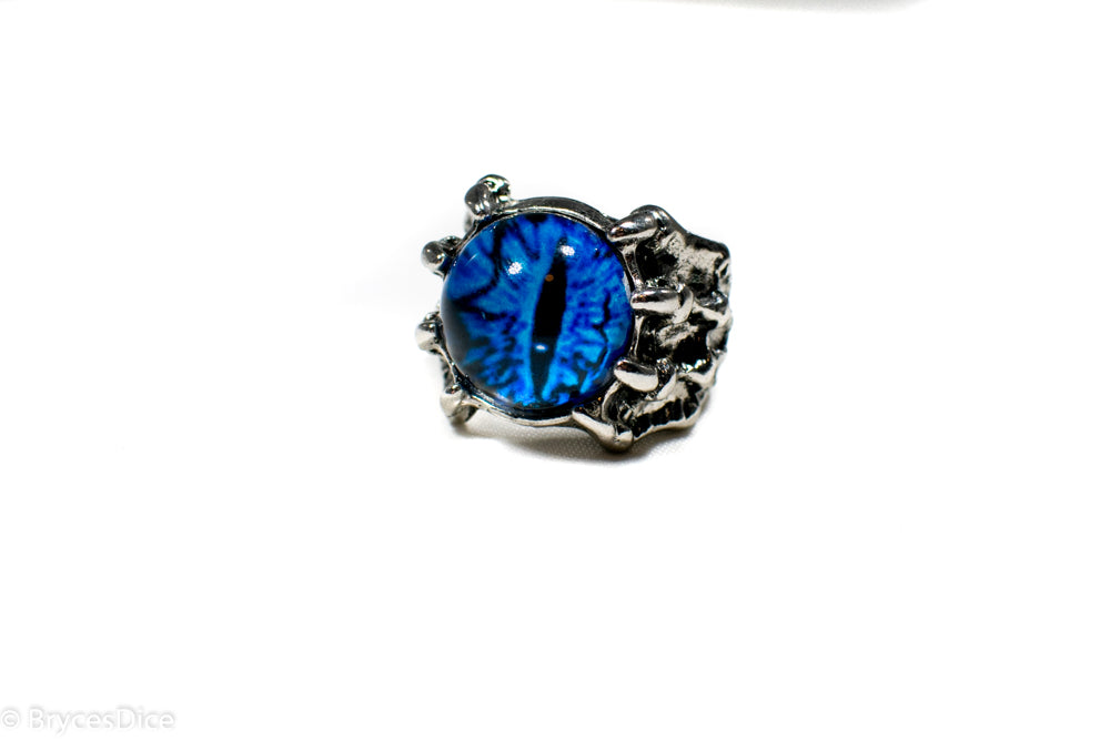Dragon Eye Ring Silver Metal for Cosplay Game Night Dungeons and Dragons  (purple/blue/red/yellow)