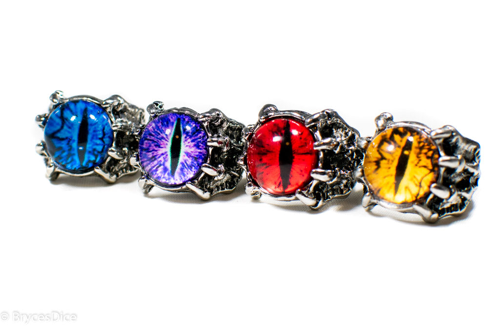 Dragon Eye Ring Silver Metal for Cosplay Game Night Dungeons and Dragons  (purple/blue/red/yellow)