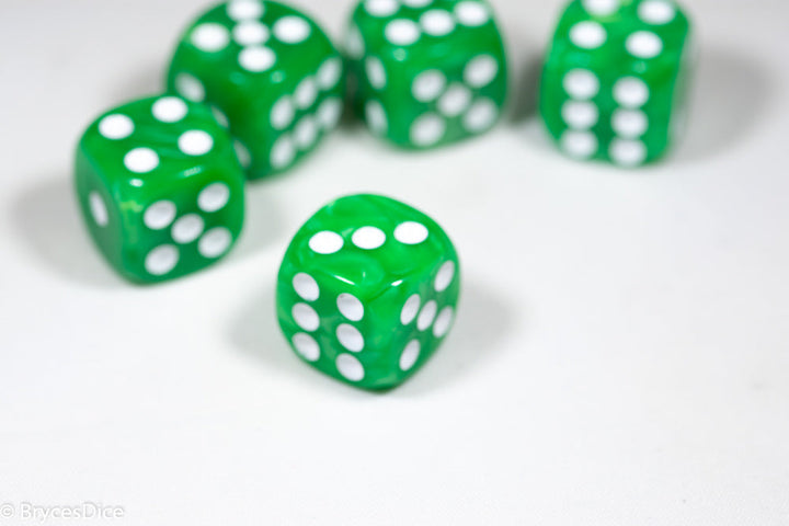 Pearl/Swirl Pipped d6 Dice Orange/Pink/Maroon/Electric Yellow/Brown/Blue/Green/Cranberry 16mm (SOLD BY PIECE)