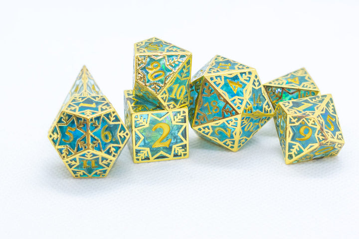 [Factory Second] Gilded Permafrost Forged in Frost Dice Set (Resin Dice Encased in Metal)