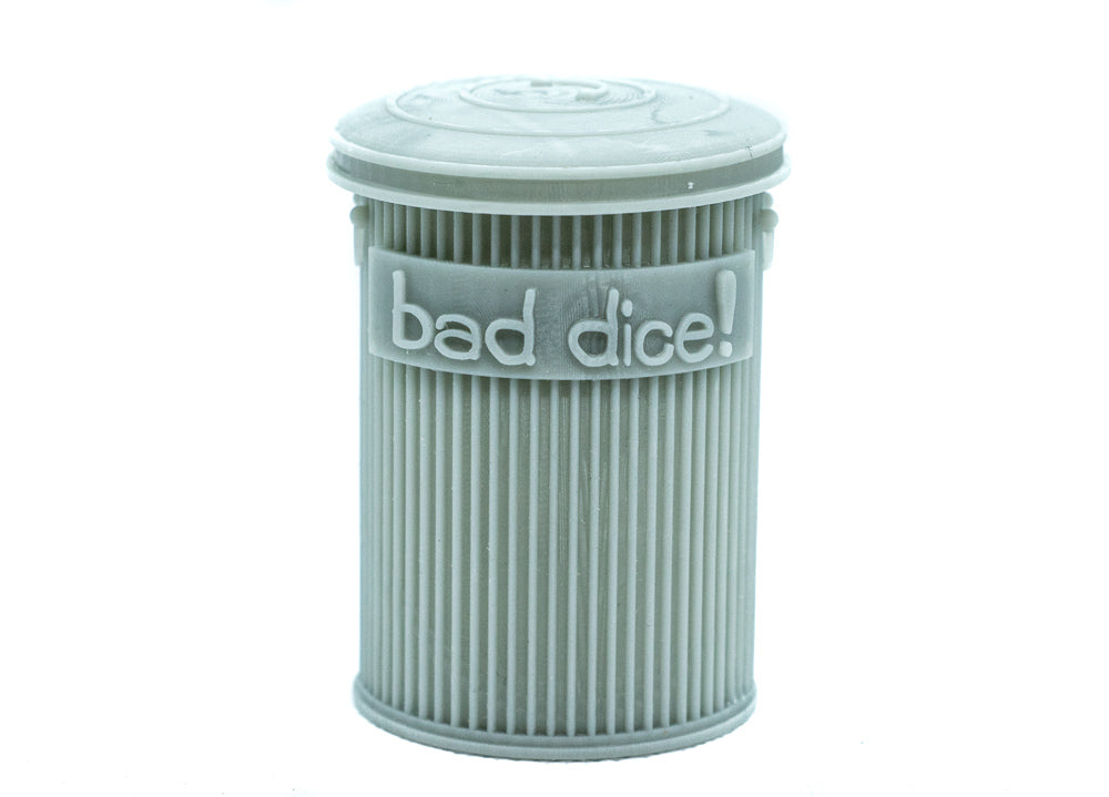 Trash Can Dice Jail: 3d Printed Grey Trash Can for Bad Dice D&D Dice Accessory