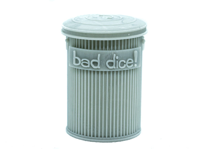 Trash Can Dice Jail: 3d Printed Grey Trash Can for Bad Dice D&D Dice Accessory