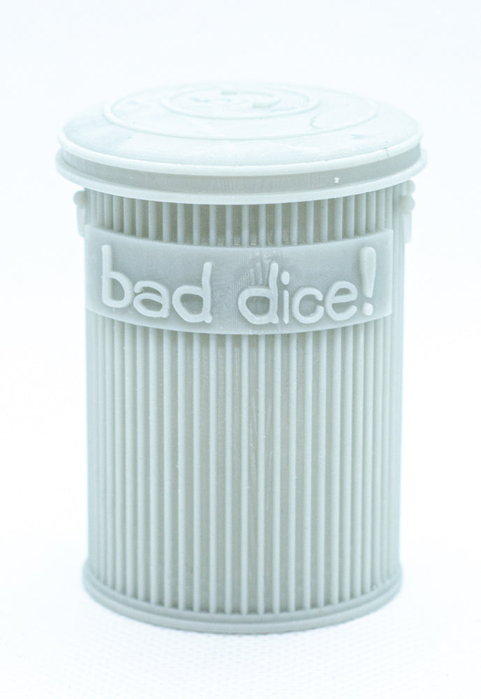 Trash Can Dice Jail: 3d Printed Grey Trash Can for Bad Dice D&D Dice Accessory