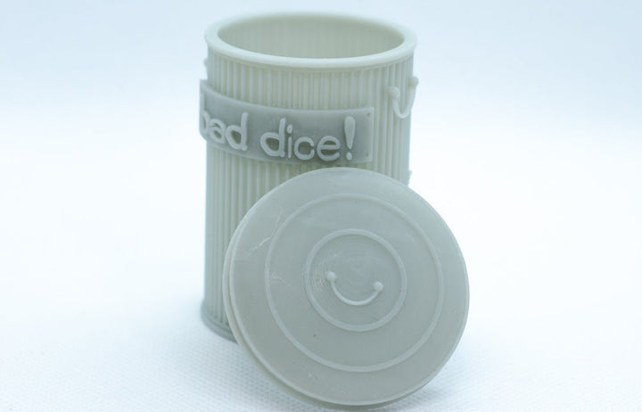 Trash Can Dice Jail: 3d Printed Grey Trash Can for Bad Dice D&D Dice Accessory