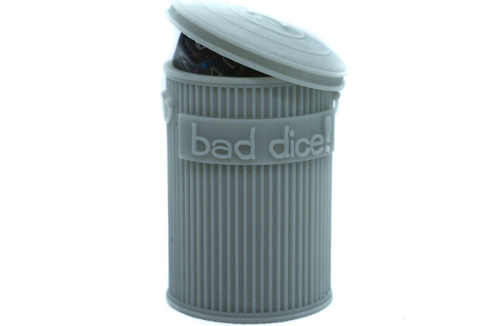 Trash Can Dice Jail: 3d Printed Grey Trash Can for Bad Dice D&D Dice Accessory