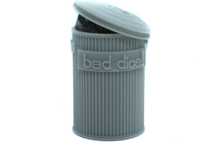 Trash Can Dice Jail: 3d Printed Grey Trash Can for Bad Dice D&D Dice Accessory