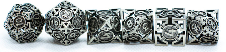 Iron Grey Deadly Arrow Dice | 7-Dice RPG Set High Visibility