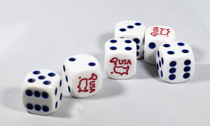 Custom USA Dice with Red White and Blue Theme Patriotic