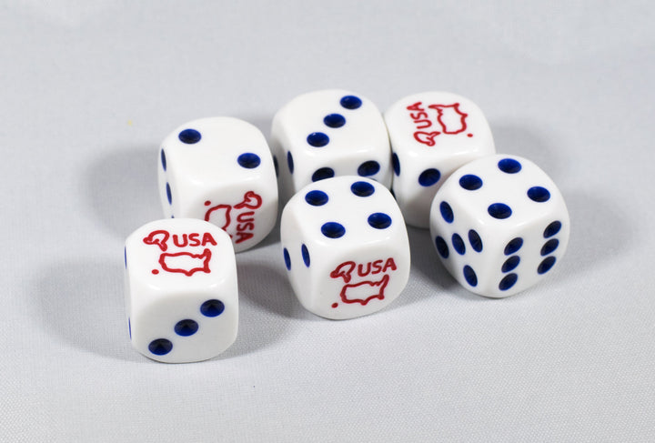 Custom USA Dice with Red White and Blue Theme Patriotic