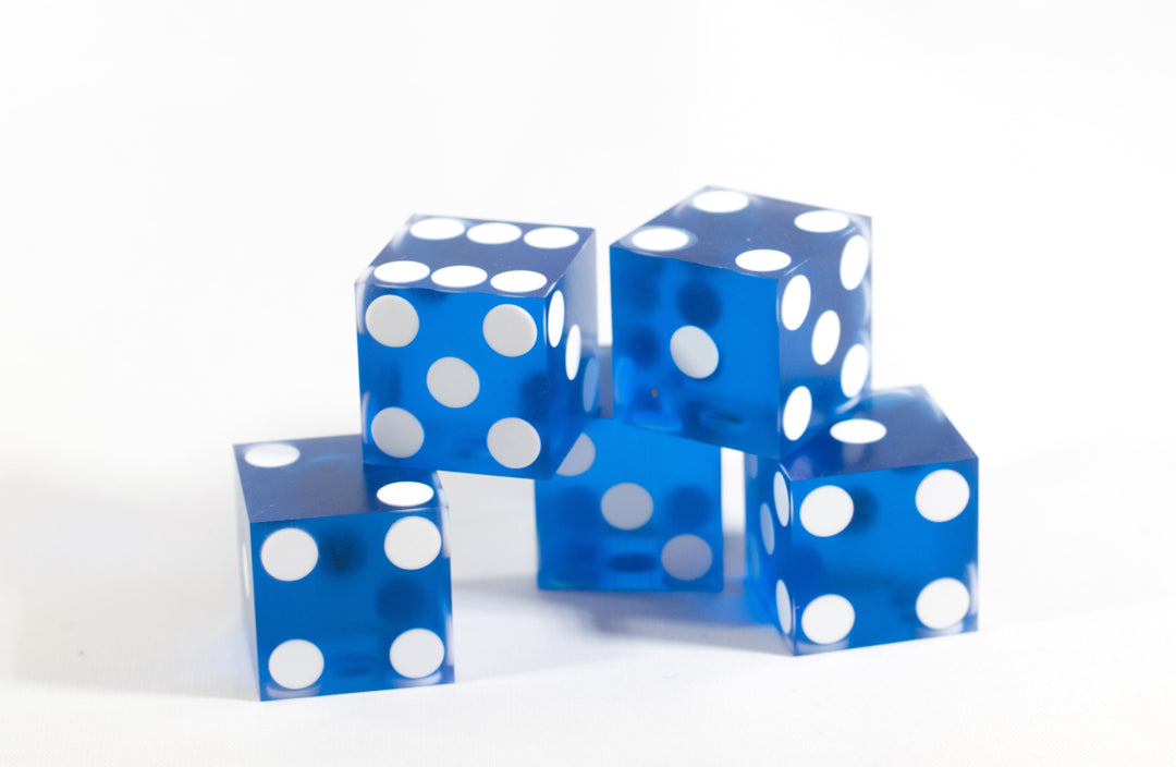 Dark Blue Casino Dice d6 19mm Razor Edge No Serial Numbers or Names Clean
