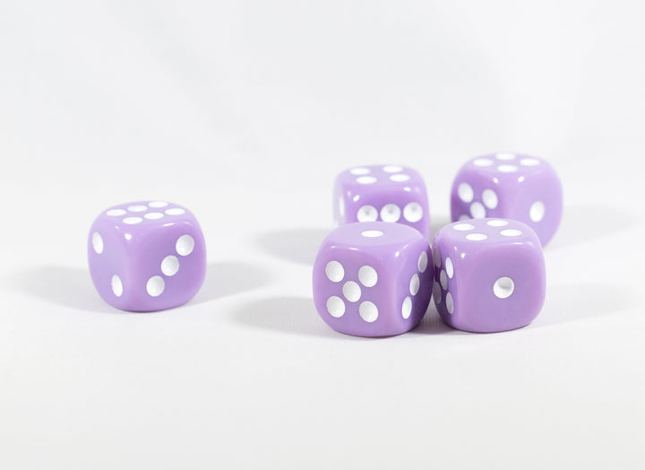 Light Purple Lavender Opaque Dice 16mm 6-Sided RPG Magic D&D Unique with White Pips Rolls (per die)