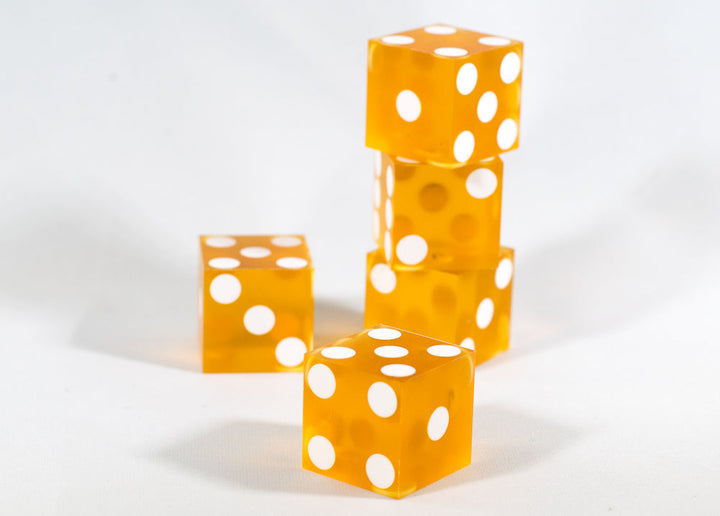 Orange Saffron Casino Dice d6 19mm Razor Edge No Serial Numbers or Names Clean