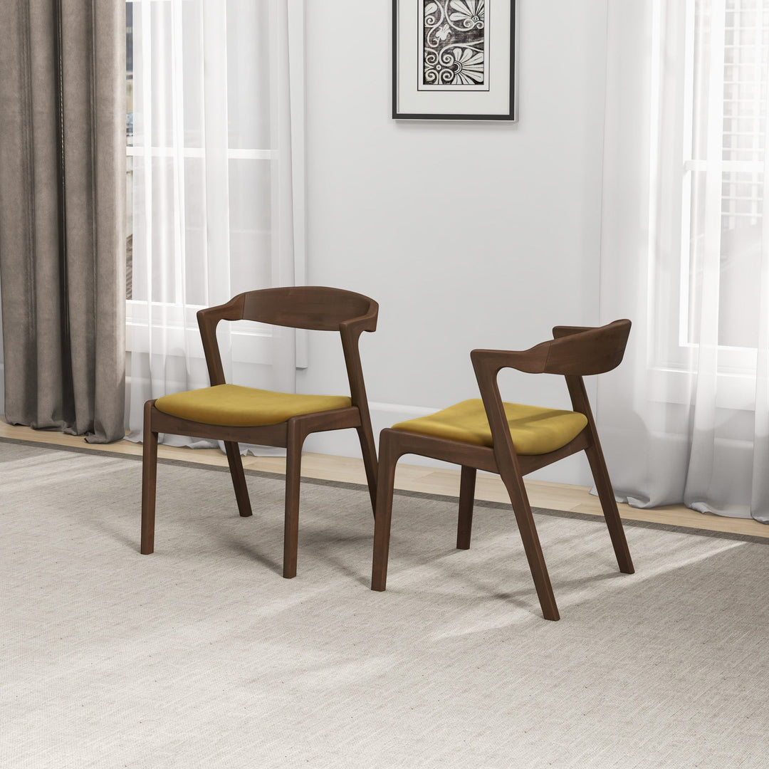 Dakota Dark Yellow Velvet Dining Chair (Set Of 2) Set