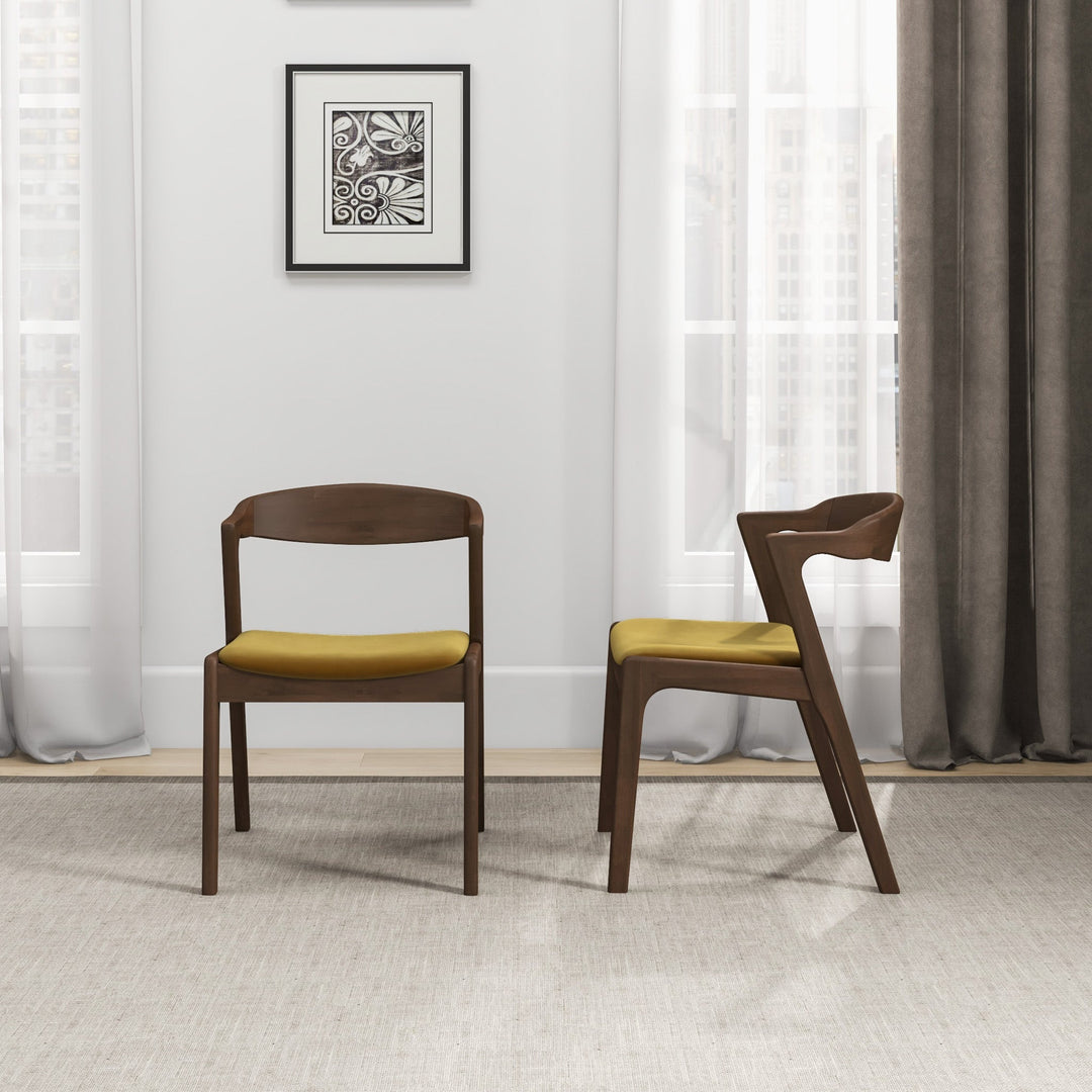 Dakota Dark Yellow Velvet Dining Chair (Set Of 2) One Side View Set