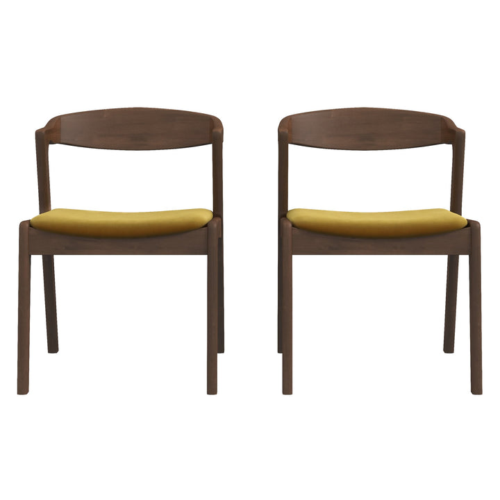 Dakota Dark Yellow Velvet Dining Chair (Set Of 2) Both Front