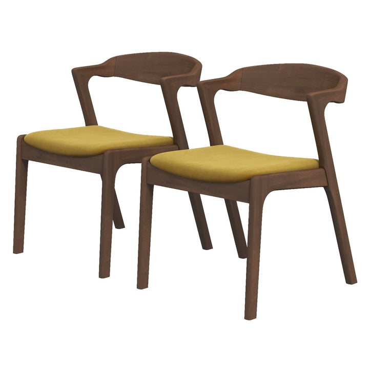 Dakota Dark Yellow Velvet Dining Chair (Set Of 2) Both Left Angle