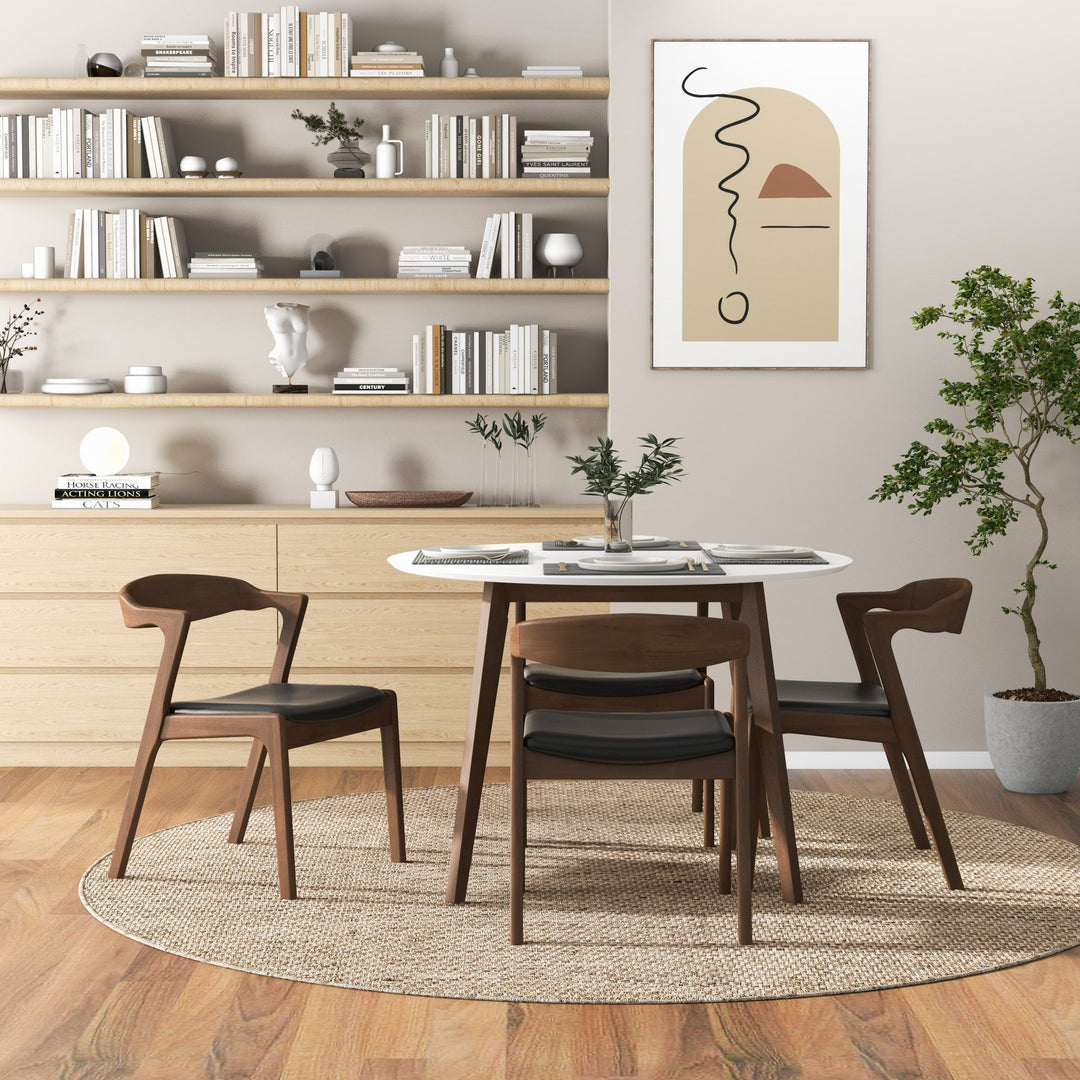 Dakota Solid Wood Black Leather Dining Chair (Set Of 2) Table View