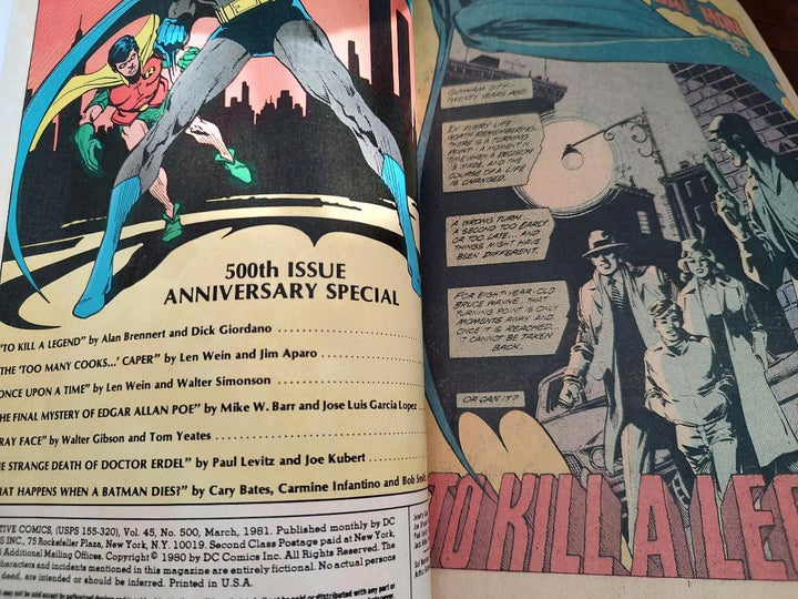 Detective Comics #500 Comic Book Inside Cover