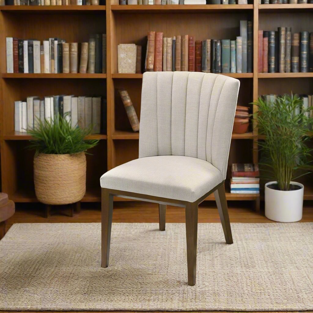 Elmwood Beige Fabric Dining Chair (Set Of 2) Left Photo Angle