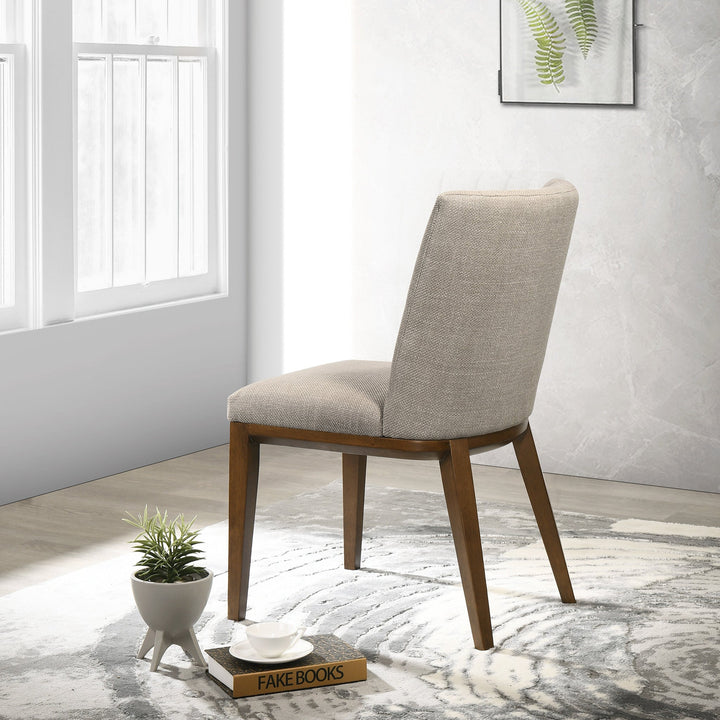 Elmwood Cream Fabric Dining Chair (Set Of 2) Back and Side