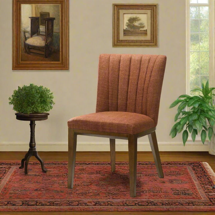 Elmwood Orange Fabric Dining Chair (Set Of 2) Left Angle