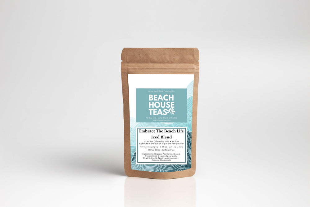 Beach House Teas package on a white background.