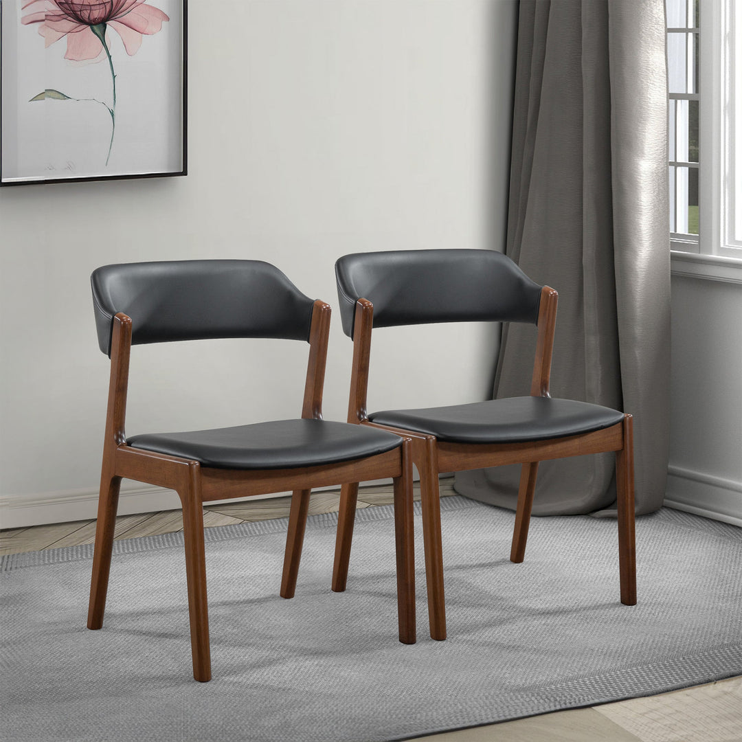 Enzo Black Leather Dining Chair (Set Of 2) Set Right Angle