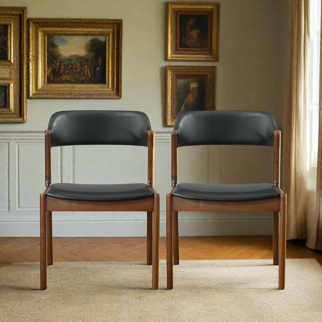 Enzo Black Leather Dining Chair (Set Of 2) Front View Set