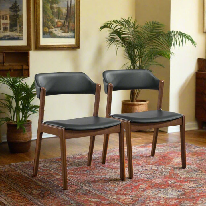 Enzo Black Leather Dining Chair (Set Of 2) Right Angle Set