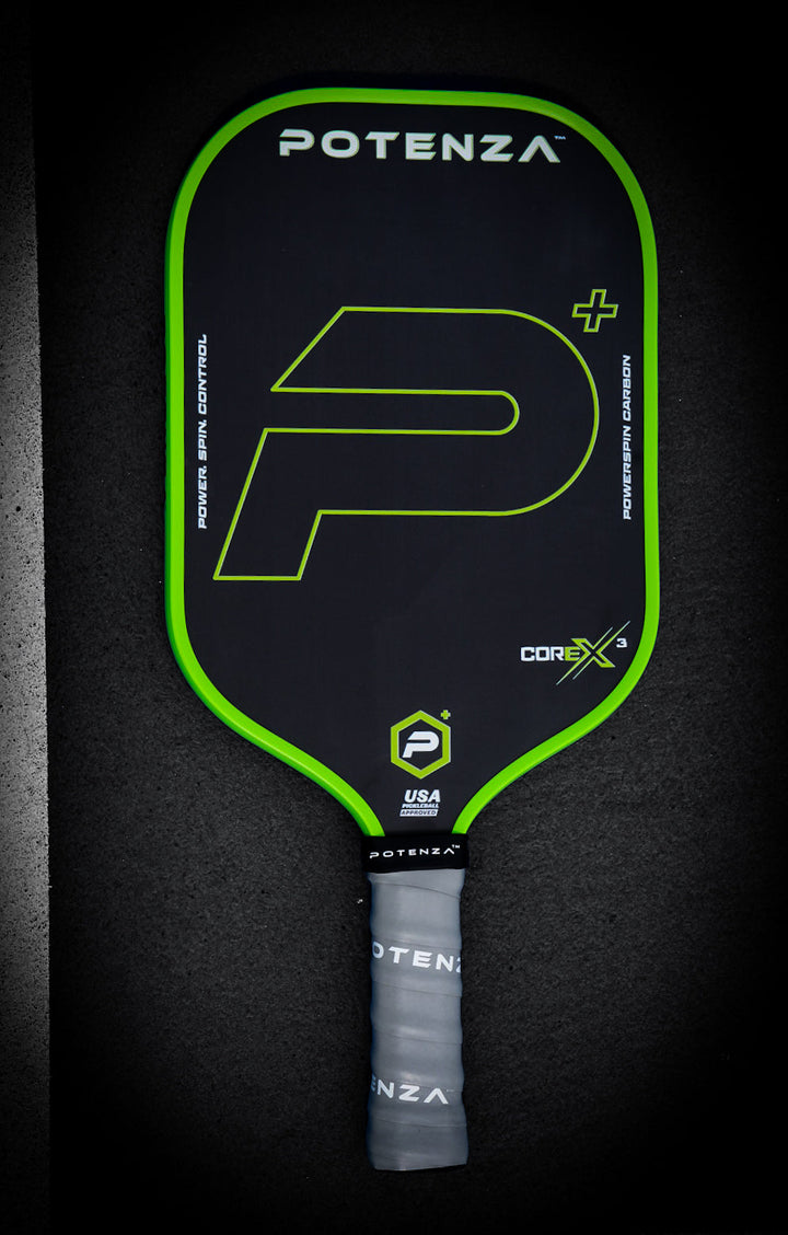 P+ PowerSpin Carbon COREx3 Pickleball Paddle (Neon Green, Elongated Face)