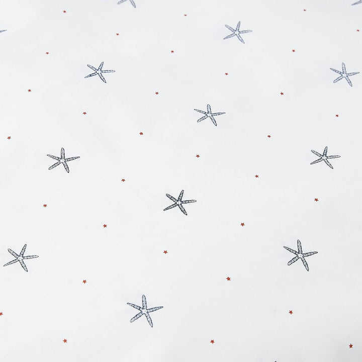 Full Size Coastal Beach Starfish White Navy Red 100-Percent Cotton Sheet Set