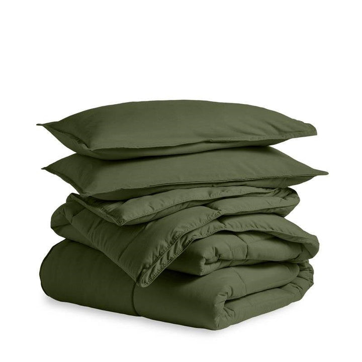 Full/Double Size Super Soft Down Alternative Comforter Set in Olive Green