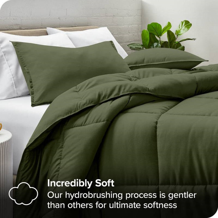 Full/Double Size Super Soft Down Alternative Comforter Set in Olive Green